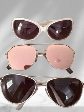 Three-Pack Women's Sunglasses Set - Pink, White, Black - Sunglasses Bundle.
